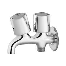 Double Bibcock Brass CP with chrome finish and dual outlets